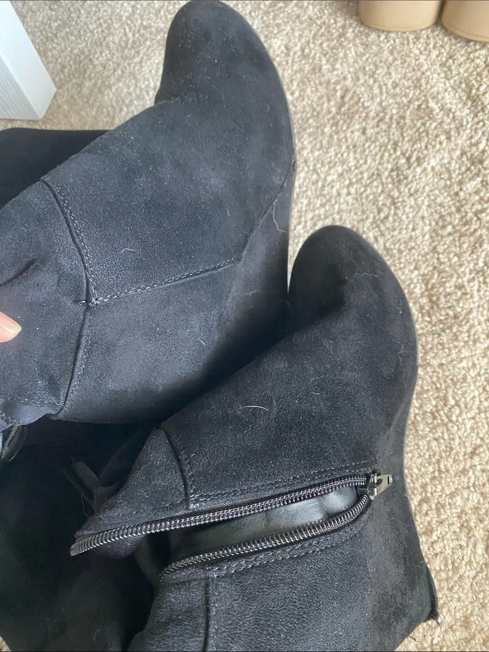Women's Black Knee-High Wedge Boots